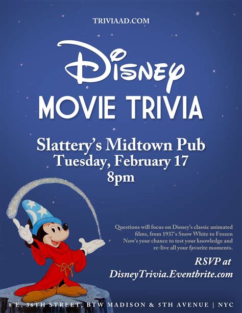 Disney Movie Trivia at Slattery's - MurphGuide: NYC Bar Guide