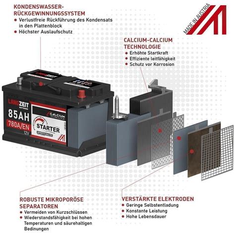LANGZEIT Batterien Starter 100Ah 840A EN 12V Ab 83 90