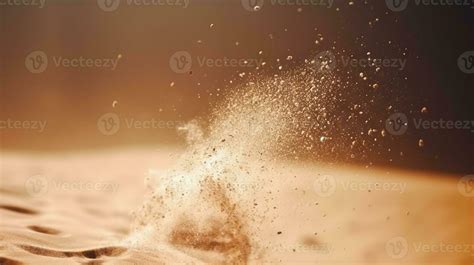 Dust particles sprayed by the wind. Sand on the ground or dust on the ...