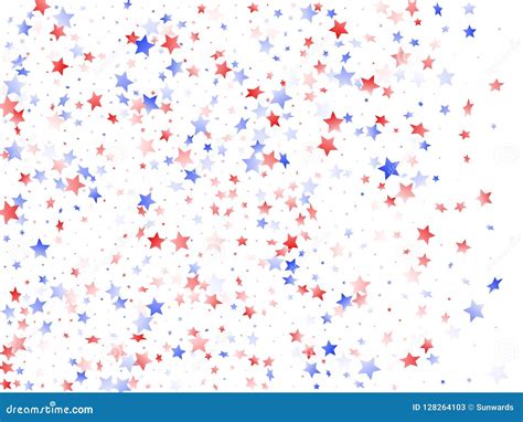 Flying Red Blue White Star Sparkles On White Stock Vector