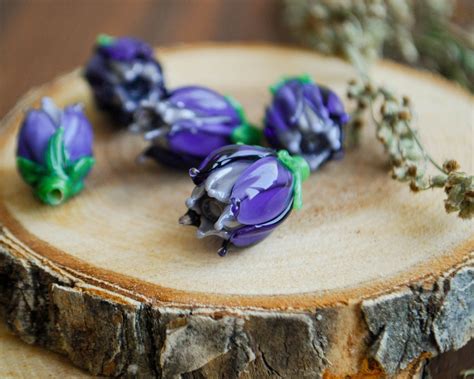 Glass Flower Beads Handmade Lampwork Flowers Bluebell Bead Etsy In