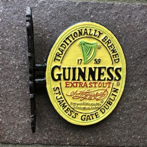 Guinness Double Sided Cast Iron Wall Mounted Sign Picclick Uk