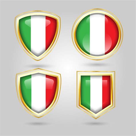 Conjunto de escudo bandera de Italia | Vector Premium