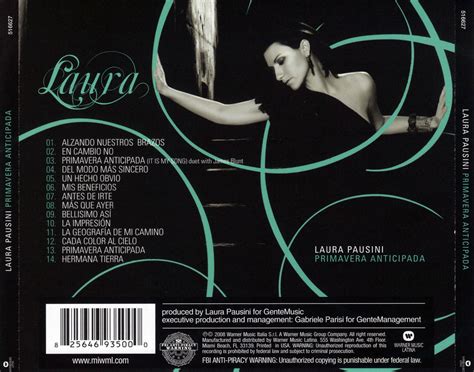 Car Tula Trasera De Laura Pausini Primavera Anticipada Portada