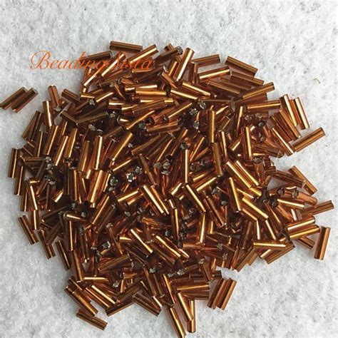 Bugle Dark Topaz Silver Lined Seed Bead Mm Gram Etsy Dark Topaz