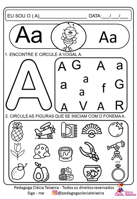 Atividades as vogais para imprimir e pintar Clécia Teixeira