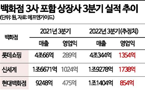 고물가·고환율 우려에도백화점 3분기 실적 高高 아시아경제