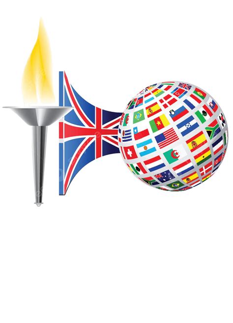 Bandera De Inglaterra Con Antorcha Evento Olimpiada Inglés Vector Png