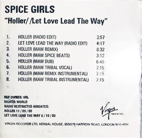 Spice Girls Holler Let Love Lead The Way Cdr Discogs