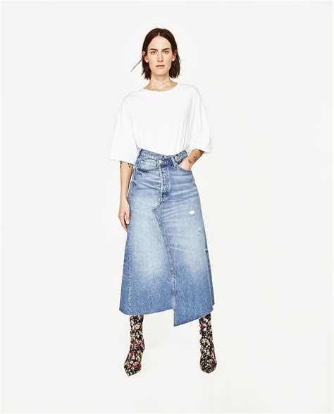 Image 1 Of DENIM MIDI SKIRT From Zara Diy Denim Skirt Denim Skirt