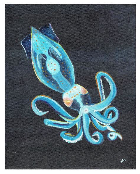 Bioluminescent Squid, Acrylic Digital Print 8x10 - Etsy