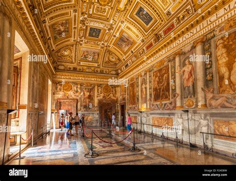 Visitors inside the galleries of the Vatican Museum interior Vatican ...