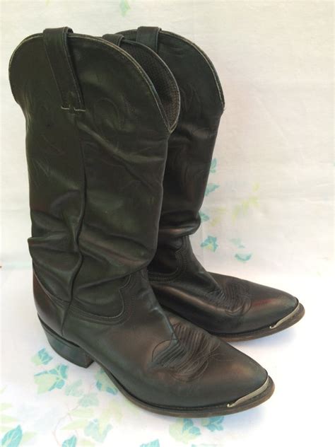 Black Leather Cowboy Boots Gem