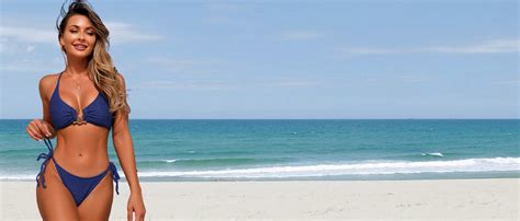 Amazon Zaful Women S Knot Scoop Neck Bikini Set Ruched High Waisted Two Piece Swimsuits