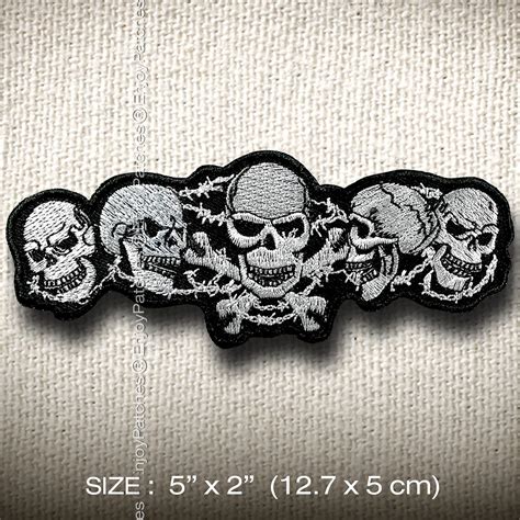 Skull Crossbones Barbed Wire Iron On Patch Applique Badge Etsy