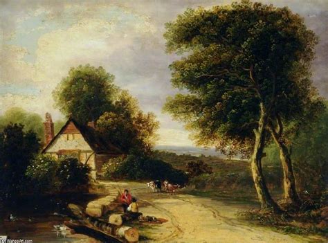 Oil Painting Replica Landscape With A River By Frederick Richard Lee