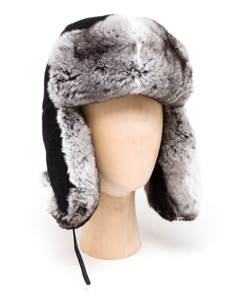 Lyst Inverni Chinchilla Fur Lined Trapper Hat In Black For Men