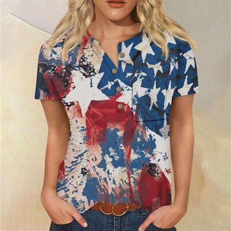 Chmora Independence Day American Flag Print T Shirt Women Th Of July