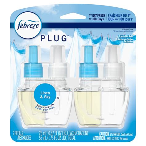 Febreze Odor Fighting Fade Defy Plug Air Freshener Refill Linen And Sky