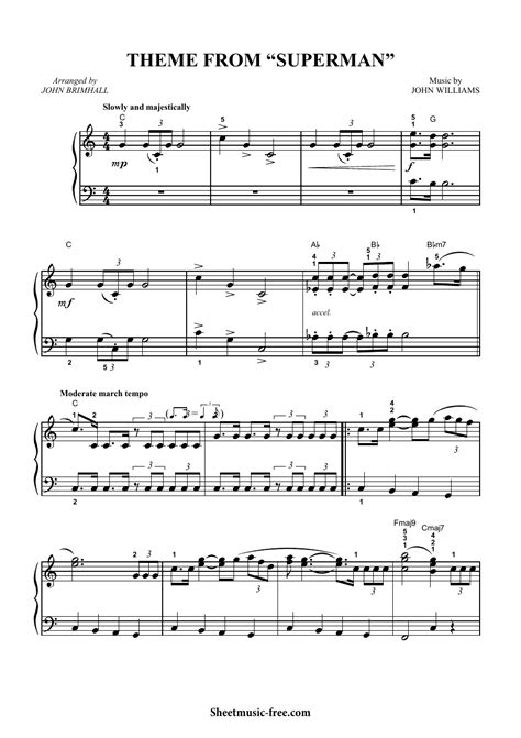 John Williams - Theme From Superman Sheet Music Download Printable PDF ...