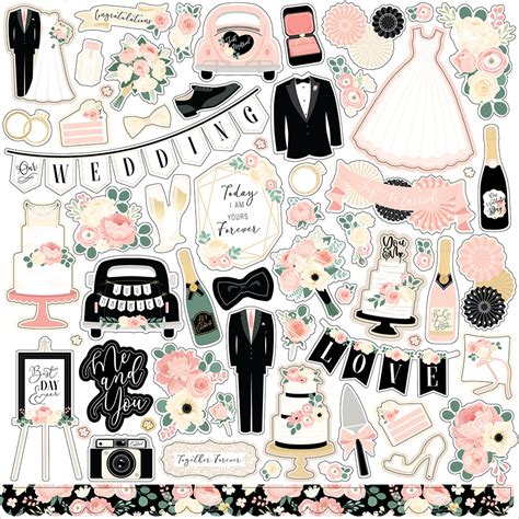 Echo Park Wedding Collection 12 X 12 Cardstock Stickers Elements