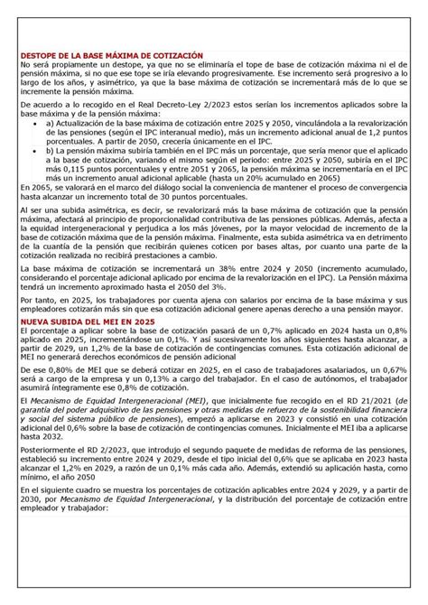 LAS SUBIDAS DE LAS COTIZACIONES EN 2025 Laboral Pensiones