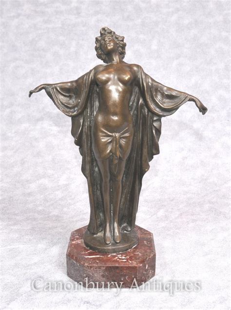 Art Deco Bronze Semiramis Dancer Figurine Statue Female Nude