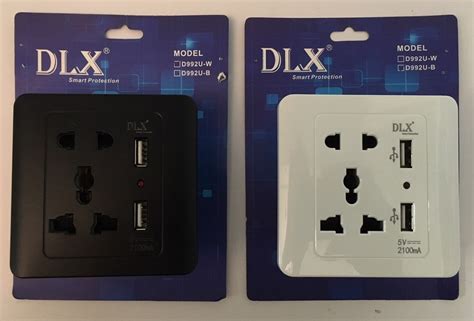 DLX Universal International Wall Switch Socket With 2 USB Port