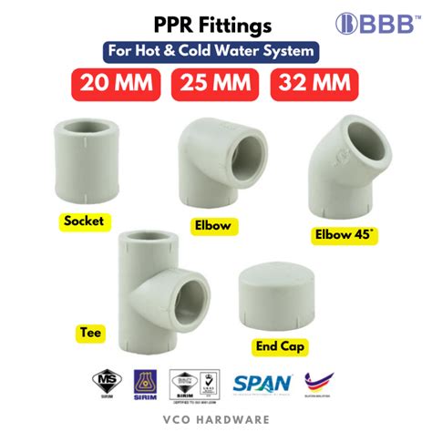 Bina Sirim Ppr Fittings For Hot Cold Water Socket Coupling Elbow Tee End Cap Mm Mm