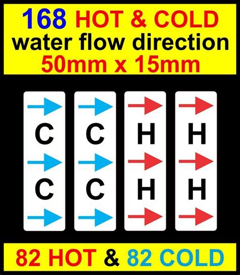 HOT COLD Water Pipe Stickers Flow Direction Decals Warning Safety Labels Add FX