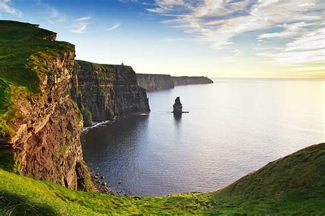 HD wallpaper: brown mountain with sea and white nimbus clouds, ireland ...