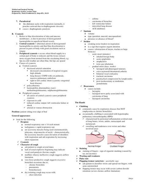 Medical And Surgical Nursingrespiratory System Lecture Notesprepared By