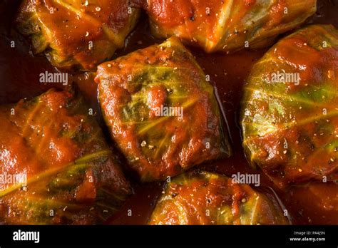 Homemade Beef Stuffed Cabbage Rolls with Tomato Sauce Stock Photo - Alamy