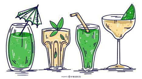 Drinking Glass Illustration Design Set Vector Download