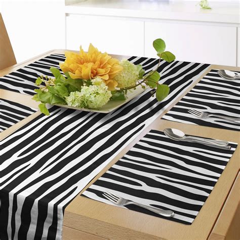 Zebra Print Table Runner And Placemats Simplistic Exotic Savanna Animal