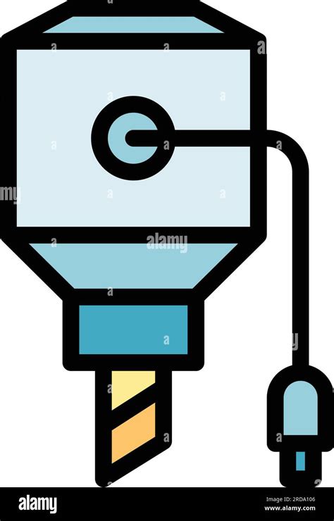 Automated Cnc Machine Icon Outline Vector Work Tool Lathe Equipment