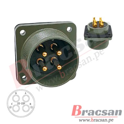 CONECTOR MILITAR AVIACION SERVOMOTOR 4 PINES MACHO CHASIS DS3102A