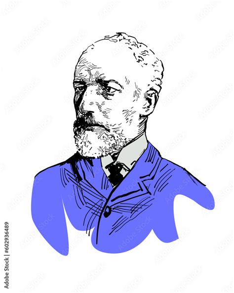 Vector Portrait Buste Of Pyotr Ilyich Tchaikovsky Vector Illustration