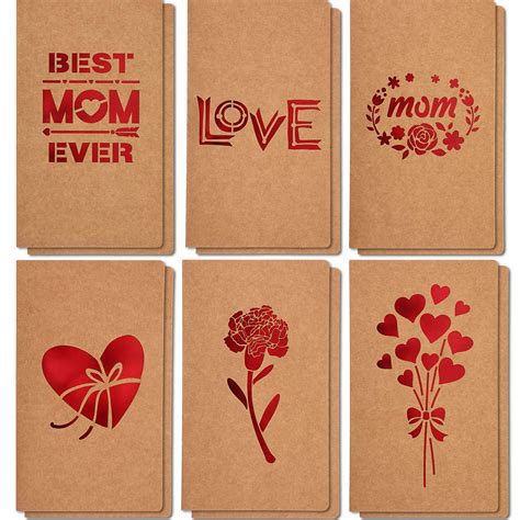 Chinco Mother's Day Greeting Gift Cards,6 Unique Assorted Kraft Die Cut ...