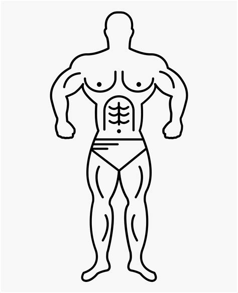 Super Muscle Man Outline - Muscle Man Drawing Easy, HD Png Download ...