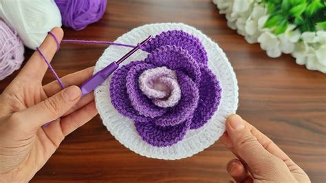 3d⚡💯wow Amazing💯👌🌷 Very Easy Crochet Rose Flowers Making For Beginners🌷🌷 Youtube