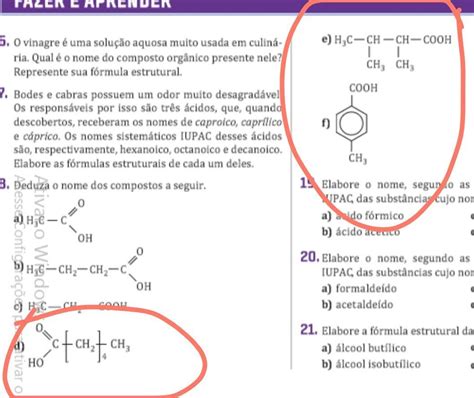 Deduza O Nome Dos Compostos A Seguir OS COMPOSTOS ESTAO CIRCULDOS NA