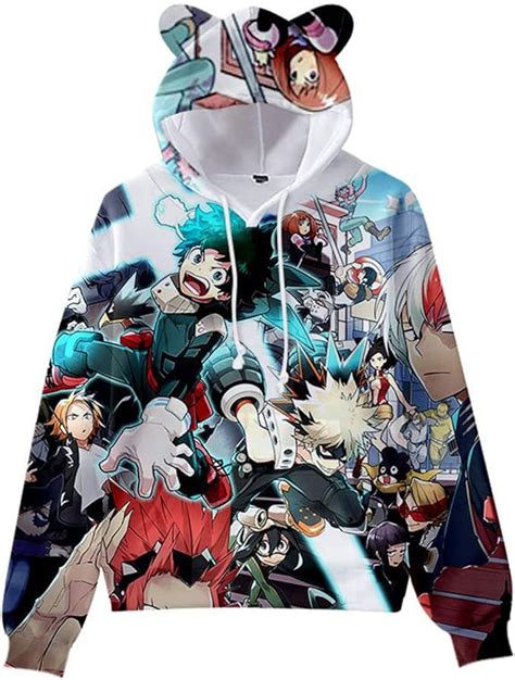 Sweat Capuche Unisexe My Hero Academia Avec Oreilles Mignonnes En