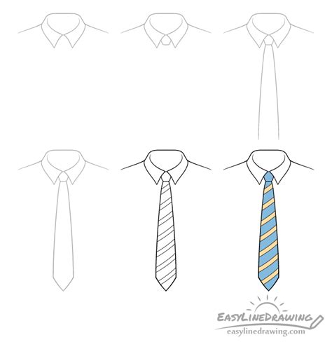 How To Draw A Tie Step By Step Easylinedrawing