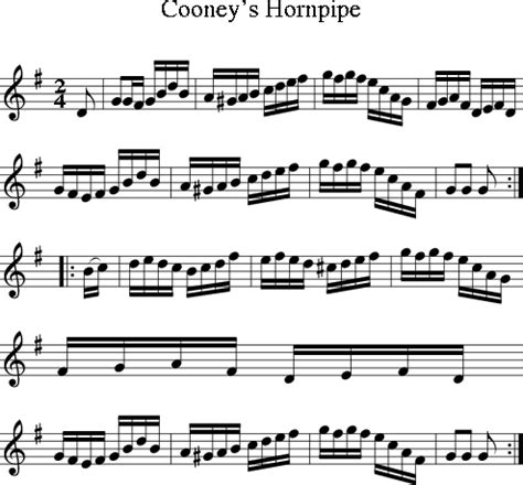 Cooney S Hornpipe Irish Folk Song Ireland For Treble Clef