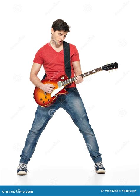 Guitarist Man Plays On The Electric Guitar Stock Photo Image Of