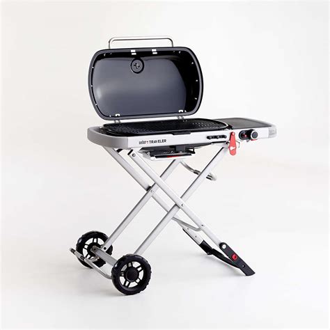 Weber Traveler Mini Portable Black Liquid Propane Gas Outdoor Grill + Reviews | Crate & Barrel