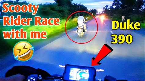 Scooty Rider Race With Me Chapri Rider Duke 390 VS Scooty Rider