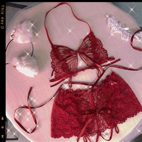 Promo Lingerie Wanita Open Crotch Bikini Sexy Tali Transparan Bra Set B Maroon All Size