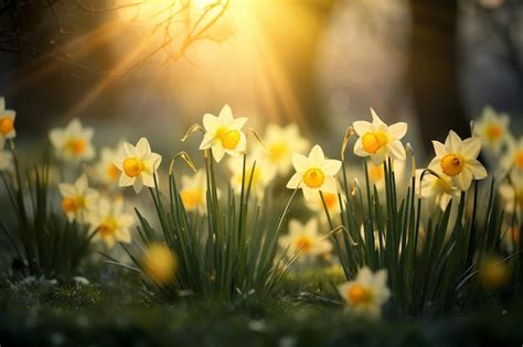 Premium Photo | Beautiful spring wallpaper with daffodil